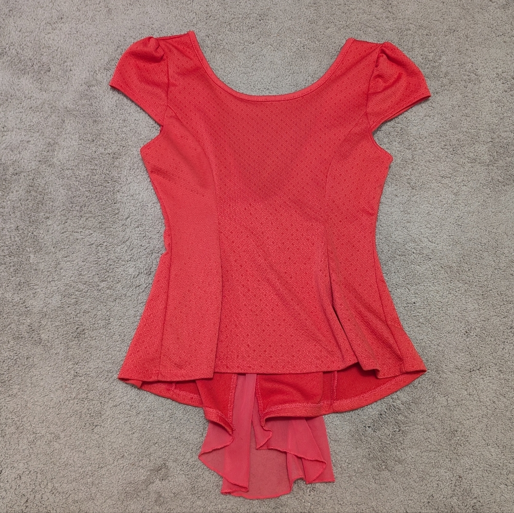 Stylish Coral Top with Cap Sleeves And Bow Back Detail